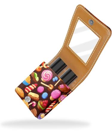 Travel Lipstick Organizer Case - Portable Makeup Bag with Mirror | Candy Chocolate Cupcake L132b7tlby - Shop Internationally - Buy Online on GoSupps.com