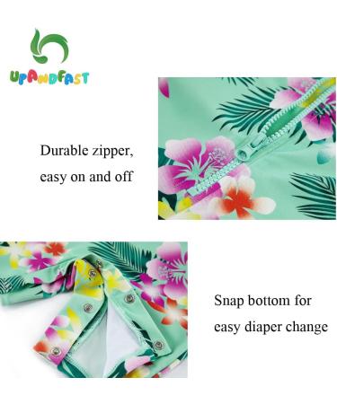 UPF 50+ Green Flower Baby Girls Swimsuit with Snap Bottom | UPF 50+ Sun Protection | 2-3 Years - Buy Online on GoSupps.com