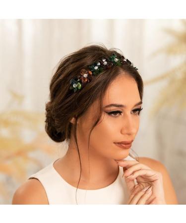 IYOU Glitter Crystal Headband Sparkly Rhinestone Muticolor Hair Bands Vintage Birthday Prom Wedding Hair Accessories for Women - Buy Online on GoSupps.com