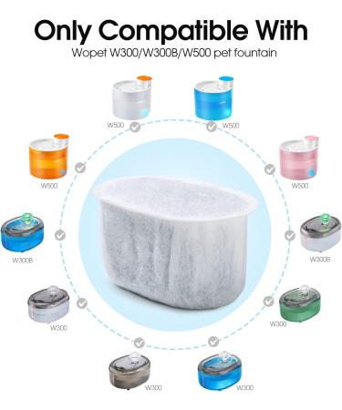 WOPET 4 Pack Replacement Filters Compatible with W300 &W300B &W500 Cat Water Fountain  67oz/2L Automatic Pet Water Fountain  Super Quiet Dog Water Dispenser 4pcs - Buy Online on GoSupps.com