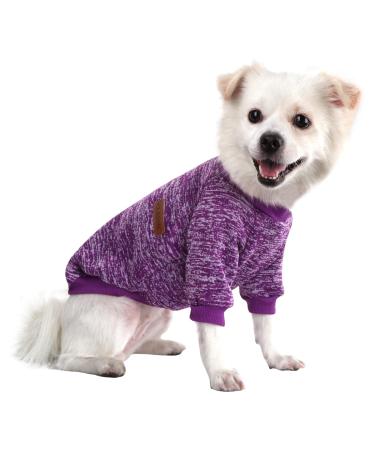 Hualisiji dog sweater Small dog chihuahua sweater dogs hoodie dogs knitting sweaters warm and light to wear with a soft texture elasticity (purple XXL) Lila XXL