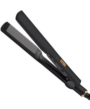 Hot Tools Pro Artist Black Gold Flat Iron | Long Lasting Extra Smooth Styles (1-1/4 in)