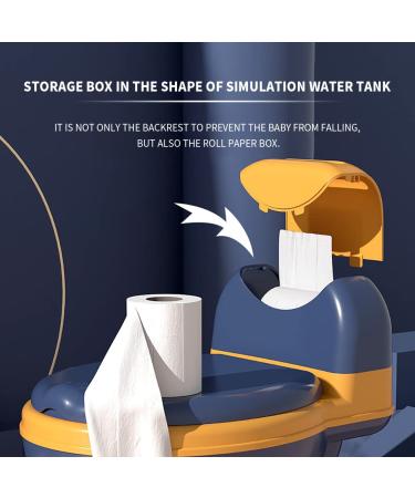 Potty Training Toilet with Realistic Seat & Tissue Dispenser - Non-Slip Toddler Potty Chair in Mellow Yellow/Navy Blue - Buy Online on GoSupps.com