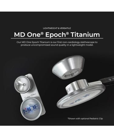 MDF Instruments MD One Epoch Stethoscope - Lightweight Titanium Dual Head Adult Free Parts for Life - Black Tube Titanium Blue - MDF777TCD11 - Buy Online on GoSupps.com