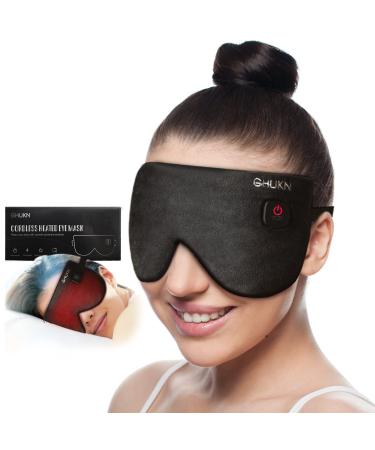 GHUKN Heated Eye Mask Cordless Warm Eye Compress Larger Mask for Puffy Eye and Sinus Pressure Relief Electric Eye Heating Pad with 2 Heat Setting for Migraine Chalizion MGD Blepharitis