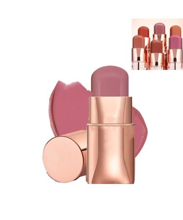 3-in-1 Blush Stick for Cheeks Makeup Waterproof Cream Blush Face Stick Multi-Use Lip and Cheek Tint Longwear Waterproof Moisturizing Monochromatic Blush Stick(Color:06)