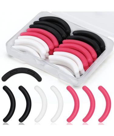 PROUSKY 30 Pieces Eyelash Curler Refills Black Pink Silicone Rubber Lash Curler Pads Replacement Makeup Tools for Universal Eyelash Curler with a Clear Storage Box Fits All Eye Shapes colorful