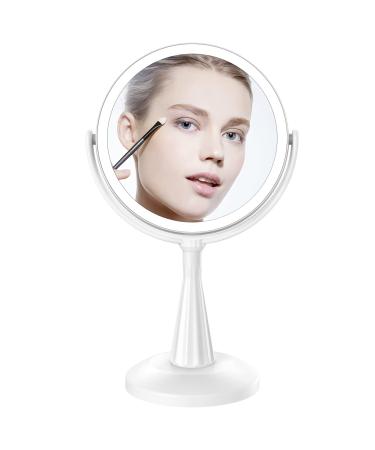 Makeup Mirror with Lights,3 Color Lighted Makeup Mirror,1X/7X Magnifying Makeup Mirror with 60 LED Lights,Double-Sided Rechargeable Vanity Mirror Brightness Adjustable,360 Degree Rotation,Women Gift