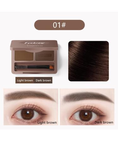 Eyebrow Powder Palette - Define & Enhance Brows | 2 Color Makeup Kit with Mirror (Light & Dark Brown - Buy Online on GoSupps.com