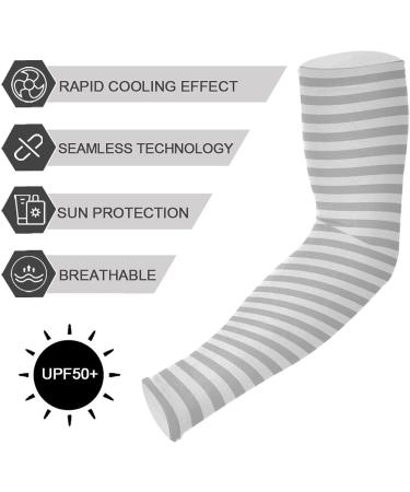 Grey Striped Compression Arm Sleeve - UPF 40+ Sun Protection for Men & Women - Buy Online on GoSupps.com