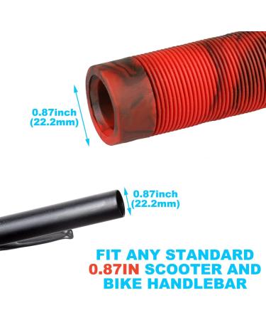 Kutrick 145mm Soft Flangeless Longneck Handle Bar Grips for Pro Scooters and BMX Bikes - Red/Black - Buy Online on GoSupps.com