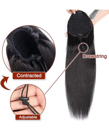 Hair Chignon 8-24 Inch Ponytail Human Hair Extensions Straight Hair with Drawstring Hair Slices Women Black Ponytail Hair Bun Messy Bun Hair Piece (Color : Straight Size : 24 inch) - Buy Online on GoSupps.com