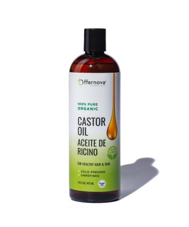 Castor Oil 16 OZ- Aceite de Ricino - Cold Pressed 100% Pure Certified Organic Hexane Free for Eyelashes Eyebrows Frizzy Hair Growth Women and Men Beard Growth 16 Fl Oz (Pack of 1)