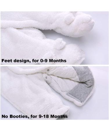 Vine Baby Hooded Fleece Romper Snowsuit | White Infant Jumpsuit 9-12 Months - Buy Online on GoSupps.com