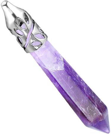 BEADNOVA Healing Crystal Necklace - Natural Amethyst Quartz Pendant on 18 Stainless Steel Chain - Buy Online on GoSupps.com