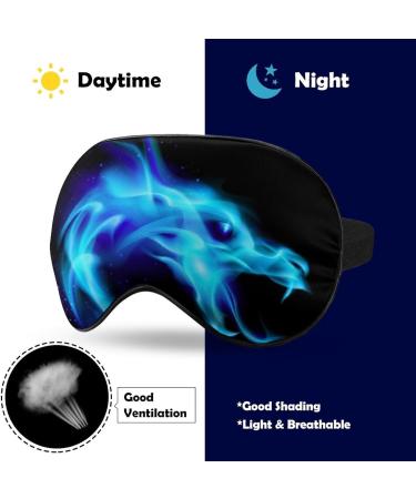 Silk Sleep Eye Mask - Adjustable Strap Black Blue Fire Dragon Art - Perfect for Men & Women Nap Yoga Meditation - 1 Count - Buy Online on GoSupps.com