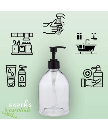 Earth's Essentials Designer Pump Bottles - 16 oz (2 Pack) | Refillable for Hand Soap, Lotion, Shampoo & Massage Oil | Shatterproof PET Plastic - Buy Online on GoSupps.com