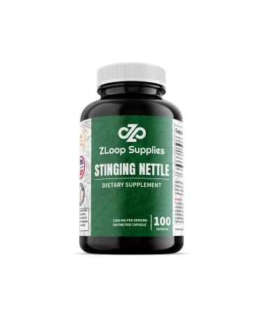 ZLoop Supplies Pure Stinging Nettle Root Extract Capsules 100 Count Natural Prostate Joint and Urinary Tract Support Leaf Based Herbal Supplement for Men and Women