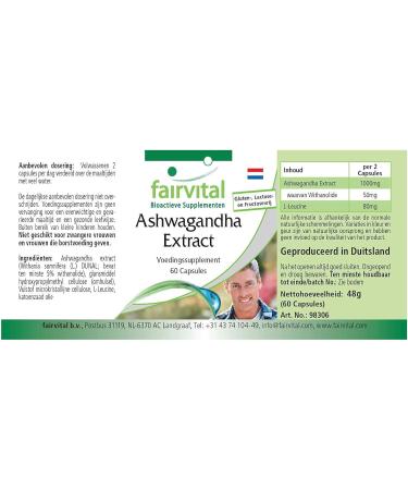 Fairvital | Ashwagandha 500mg - extra strong - Indian Ginseng - VEGAN - 60 capsules - Ashwagandha extract standardized to 5% withanolides - Buy Online on GoSupps.com