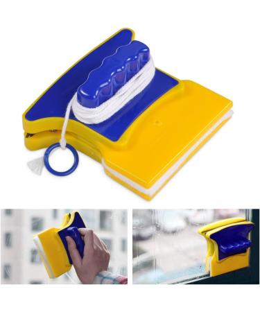 Glass Cleaner Double Side Magnetic Glass Wiper Square Shape with 2 Cotton for Window - Buy Online on GoSupps.com