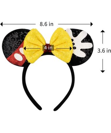 Mouse Ears Bow Headbands Shiny Bows Glitter Party Decoration Cosplay Costume for Kids Girls Women Princess Party Decorations Cosplay (Black+Yellow) 2 - Buy Online on GoSupps.com