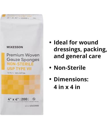 Buy McKesson Premium 12-Ply Woven Gauze Sponges - Non-Sterile Cotton 4x4 inches 2000 Total | International Shipping Available - Buy Online on GoSupps.com