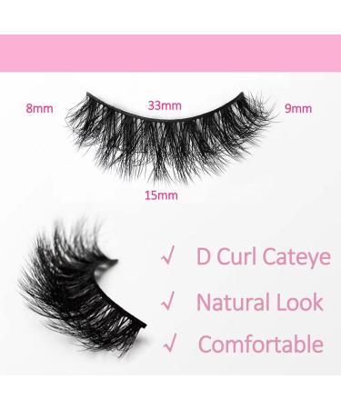 WILD UNIVERSE 3D Mink Faux Cat Eye False Eyelashes - 10 Pairs | 15mm Wispy Lightweight Curly Lashes - B010 - Buy Online on GoSupps.com