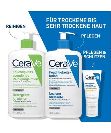 Cerave Moisture Lotion for Body & Face - Hydrating Lotion for Dry Skin with Hyaluronic Acid & Ceramides - 562 ml (1 Pack) - Buy Internationally - Buy Online on GoSupps.com