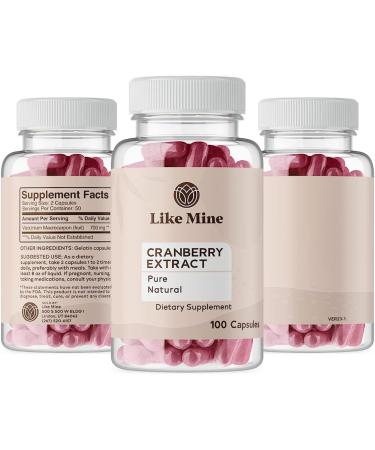 Like Mine Cranberry Extract (100 Capsules) Pure No Additives Single Ingredient (100 Count) 100 Count (Pack of 1) - Buy Online on GoSupps.com