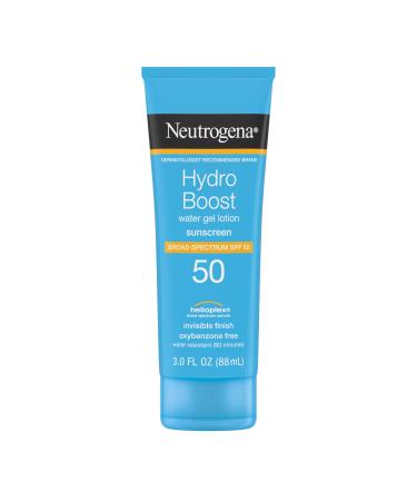 Neutrogena Hydro Boost Moisturizing Water Gel Sunscreen Lotion with Broad Spectrum SPF 50 Water-Resistant & Non-Greasy Hydrating Sunscreen Lotion Oil-Free 3 fl. oz 3 Fl Oz (Pack of 1)