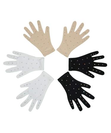Skating Spirit Thermo ice skating competition gloves (1 pair) glittering rhinestones for performance test show dance black s
