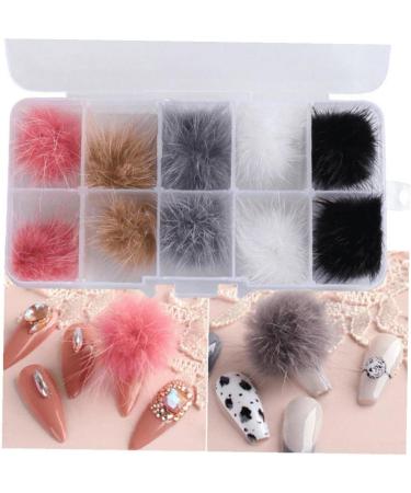 3D Nail Pompoms 10pcs Detachable Fluffy Nail Pom Balls Colorful Magnetic Plush Charm for Nail Art Decoration Style 2 - Buy Online on GoSupps.com