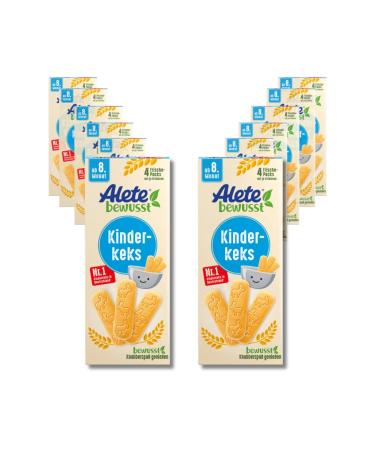Alete consciously children's biscuit from the 8th month butter biscuit from wheat for children handy packed cookies as a small snack perfect for on the go & in between 12 x 180 g Groß-Pack 12 x 180 g