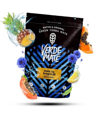 Verde Mate Green Mas IQ Tropical 0 4kg 400g | Yerba Mat Br silien | Yerba Mat aux Fruits et Herbes | Ginseng | Ginkgo Biloba | Guarana