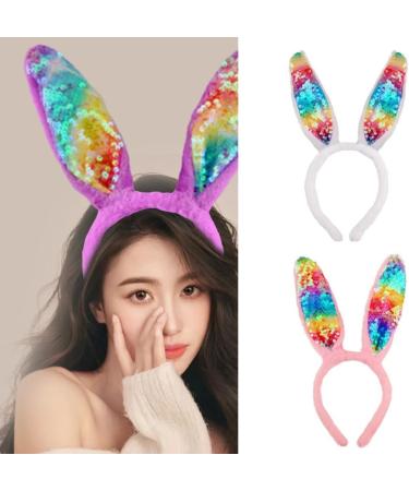 hgnxa Easter Rabbits Ear Hairband Woman Teens Sequins Headbands for Movie Enthusiasts Animes Theme Gatherings Hairband White - Buy Online on GoSupps.com