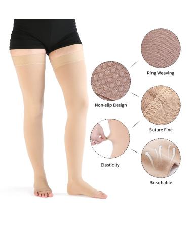 VARCOH Plus Size Compression Socks for Women - Thigh High Open Toe 20-30 mmHg for DVT Pregnancy Varicose Veins & Edema - XX-Large Black - Buy Online on GoSupps.com