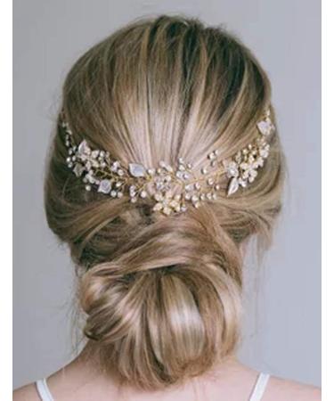 Deniferymakeup Wedding Bridal Leaf and Flower Headband Bridal Hair Vine Wedding Head Piece Rhinestone Hair Piece Bridal Hair Accessories Headband Gold Crown Floral Wreath Hair Accessories (Silver) - Buy Online on GoSupps.com