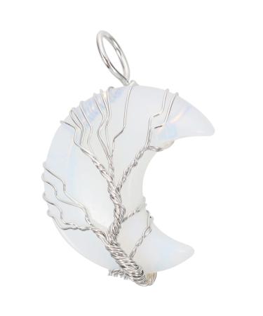 LALAFINA Crystal Moon Pendant Heart Necklace for Girls Chakra Dangle Charm Chain Pendants for Women Women's