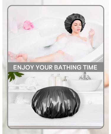 Keeygo Terry Lined Triple Layer Shower Cap for Women - Waterproof, Reusable and Ideal for Long Thick Hair - Black - Buy Online on GoSupps.com