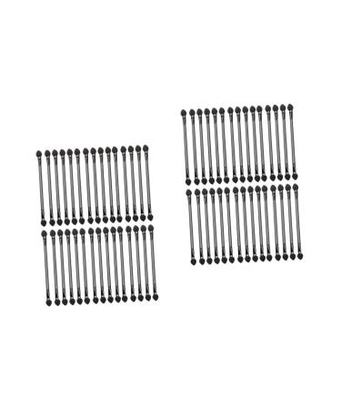 Baluue 60 Pcs Double Ended Eyeshadow Brush Double-sided Eyeshadow Brush Highlighter Black Artificial Fiber 12x1cmx2pcs Blackx2pcs