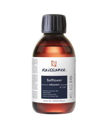 Naissance Certified Organic Safflower Vegetable Oil (No. 243) - 225 ml - Natural Moisturizing & Nourishing - for Hair Face and Beauty Recipes