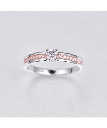 Empsoul 925 Sterling Silver White Topaz Rose Gold Halo Ring - Size 6 - Buy Online on GoSupps.com