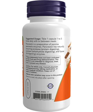 Now Foods Pancreatin 10X 200mg - 100 Capsules for Digestive Health - Buy Online on GoSupps.com