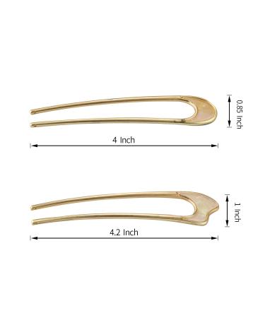 Vintage U-Shaped Hair Pins 2PCS - Style 1 C.Gold Color | French Hair Sticks for Chignon Hairstyles - Buy Online on GoSupps.com