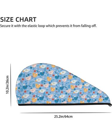 Hair Towel Wrap - Quick Drying Hair Turban with Button | Cute Chickens & Flowers Design - Buy Online on GoSupps.com