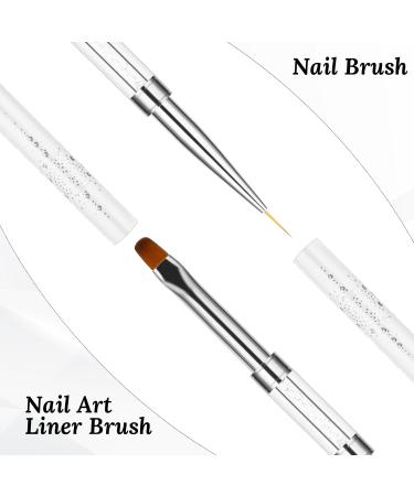 Thinp 2 Pcs Double Ended Nail Art Brushes - Builder Gel Liner & French Tip Brushes with Rhinestone Handle for Perfect Nail Design - Buy Online on GoSupps.com