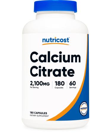 Nutricost Calcium Citrate (2 100mg) 180 Vegan Capsules - GMO-Free Gluten-Free 60 Servings