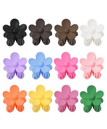 12PCS Small Flower Hair Claw Clips For Women Girls Matte Non Slip Tiny Hair Claw Clips for Thick Thin Hair Strong Hold 1.33 Inch Mini Cute Hair Claw Jaw Clips Hair Accessories Clamps