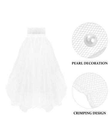 FRCOLOR First Communion Veil for Girls - 16 Inch Short Veil with Hair Comb and Pearls - Wedding Flower Girl Hair Accessories - Buy Online on GoSupps.com
