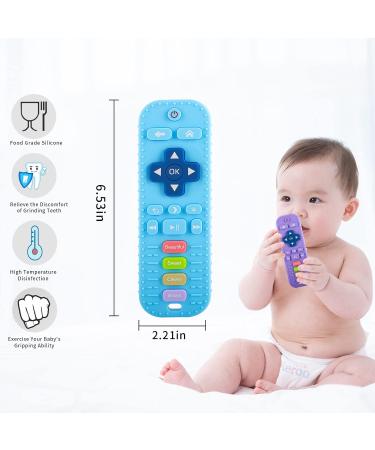 COSTOYFUN Remote Control Shape Silicone Teething Toys for Babies 0-18 Months - Baby Teether Toy Set (2 Pack) in Blue and Purple - Buy Online on GoSupps.com